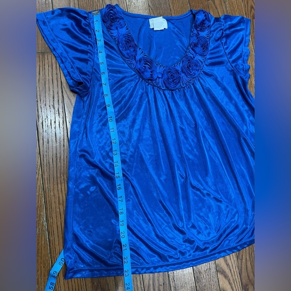 Lati Fashion…Vibrant Blue Women's Blouse with Floral Detail - Picture 6 of 8